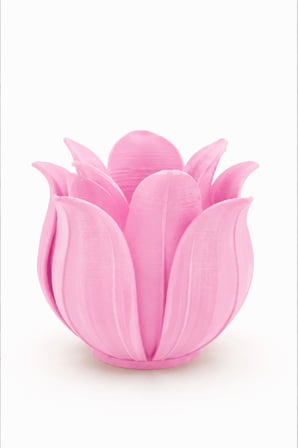 3D Baskı Lotus Yapraklı Vazo - Dekoratif Çiçeklik-Pembe