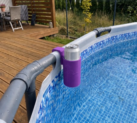 3D Baskı Havuz Bardaklığı - Boruya Takılan İçecek Tutucu-Mor