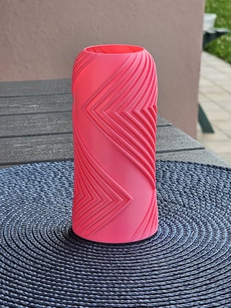 3D Baskı Vector Vazo - Geometrik Çizgili Dekoratif Vazo-Pembe