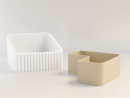3D Baskı Fıstık Kasesi - Çift Hazneli Kabuk Ayırıcı Sunum Kasesi - Beyaz Bej