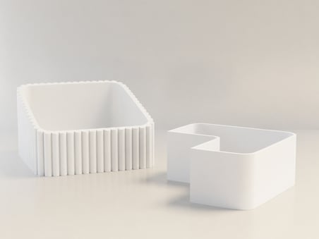 3D Baskı Fıstık Kasesi - Çift Hazneli Kabuk Ayırıcı Sunum Kasesi - Beyaz Beyaz