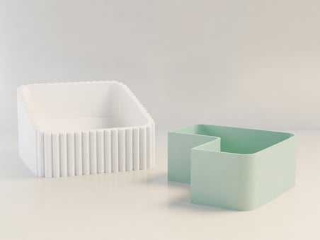 3D Baskı Fıstık Kasesi - Çift Hazneli Kabuk Ayırıcı Sunum Kasesi - Beyaz Mint