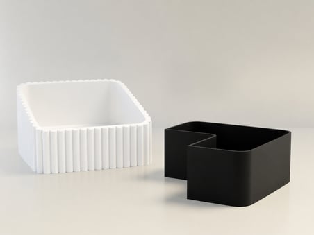 3D Baskı Fıstık Kasesi - Çift Hazneli Kabuk Ayırıcı Sunum Kasesi - Beyaz Siyah
