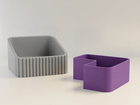 3D Baskı Fıstık Kasesi - Çift Hazneli Kabuk Ayırıcı Sunum Kasesi - Gri Mor