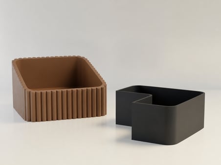 3D Baskı Fıstık Kasesi - Çift Hazneli Kabuk Ayırıcı Sunum Kasesi - Kahverengi Siyah