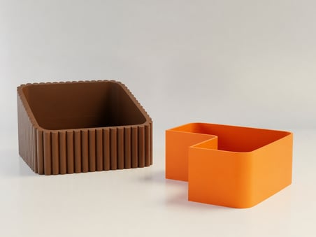 3D Baskı Fıstık Kasesi - Çift Hazneli Kabuk Ayırıcı Sunum Kasesi - Kahverengi Turuncu