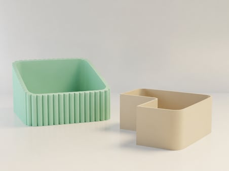 3D Baskı Fıstık Kasesi - Çift Hazneli Kabuk Ayırıcı Sunum Kasesi - Mint Bej