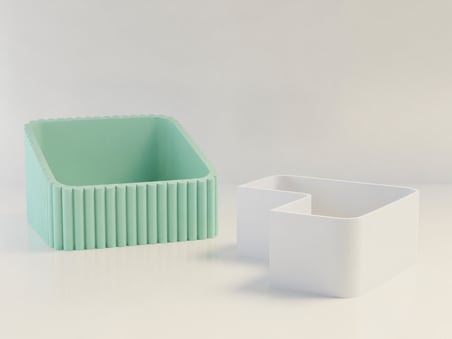 3D Baskı Fıstık Kasesi - Çift Hazneli Kabuk Ayırıcı Sunum Kasesi - Mint Beyaz
