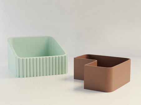 3D Baskı Fıstık Kasesi - Çift Hazneli Kabuk Ayırıcı Sunum Kasesi - Mint Kahverengi