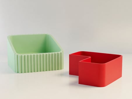 3D Baskı Fıstık Kasesi - Çift Hazneli Kabuk Ayırıcı Sunum Kasesi - Mint Kırmızı