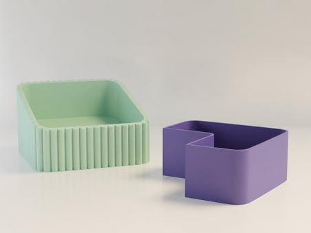 3D Baskı Fıstık Kasesi - Çift Hazneli Kabuk Ayırıcı Sunum Kasesi - Mint Mor