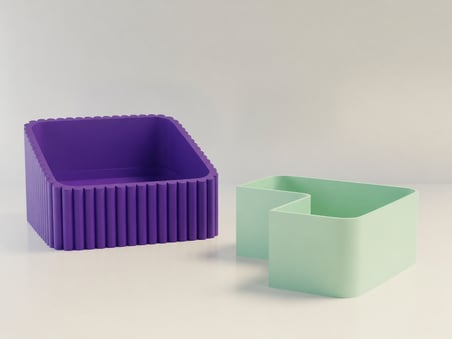 3D Baskı Fıstık Kasesi - Çift Hazneli Kabuk Ayırıcı Sunum Kasesi - Mor Mint