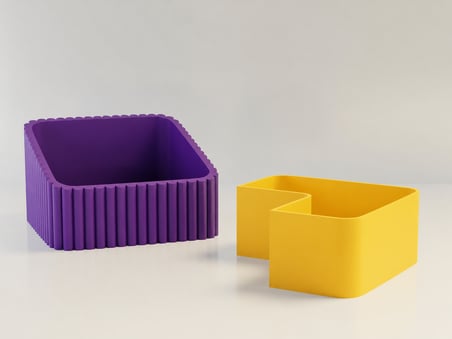 3D Baskı Fıstık Kasesi - Çift Hazneli Kabuk Ayırıcı Sunum Kasesi - Mor Sarı