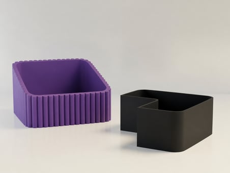 3D Baskı Fıstık Kasesi - Çift Hazneli Kabuk Ayırıcı Sunum Kasesi - Mor Siyah