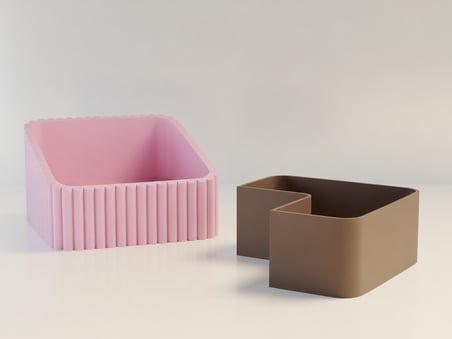 3D Baskı Fıstık Kasesi - Çift Hazneli Kabuk Ayırıcı Sunum Kasesi - Pembe Kahverengi
