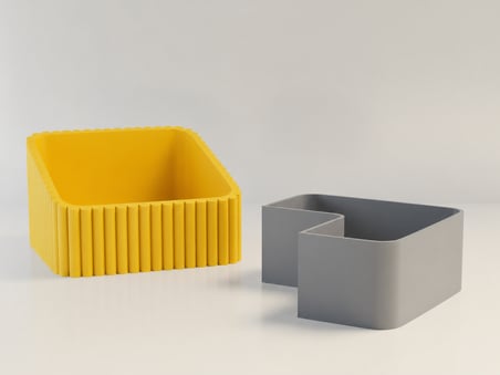3D Baskı Fıstık Kasesi - Çift Hazneli Kabuk Ayırıcı Sunum Kasesi - Sarı Gri
