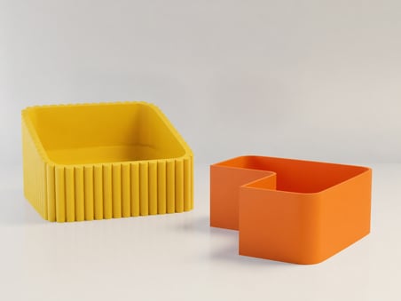 3D Baskı Fıstık Kasesi - Çift Hazneli Kabuk Ayırıcı Sunum Kasesi - Sarı Turuncu