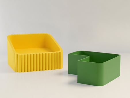 3D Baskı Fıstık Kasesi - Çift Hazneli Kabuk Ayırıcı Sunum Kasesi - Sarı Yeşil