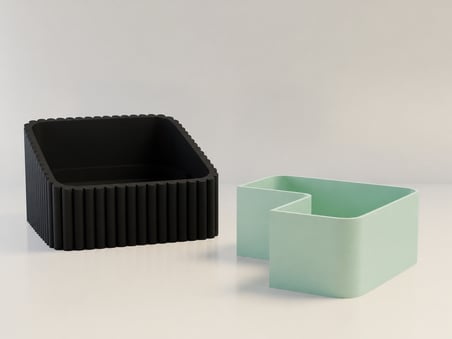 3D Baskı Fıstık Kasesi - Çift Hazneli Kabuk Ayırıcı Sunum Kasesi - Siyah Mint