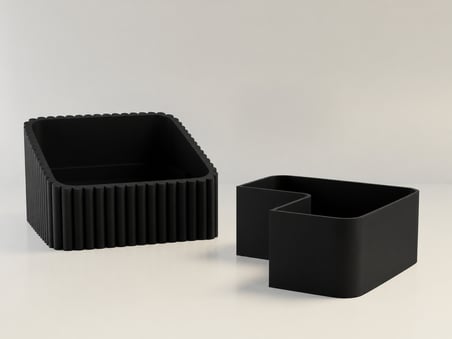 3D Baskı Fıstık Kasesi - Çift Hazneli Kabuk Ayırıcı Sunum Kasesi - Siyah Siyah