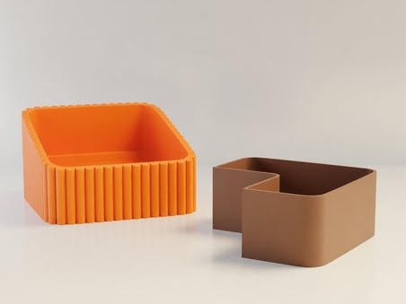 3D Baskı Fıstık Kasesi - Çift Hazneli Kabuk Ayırıcı Sunum Kasesi - Turuncu Kahverengi