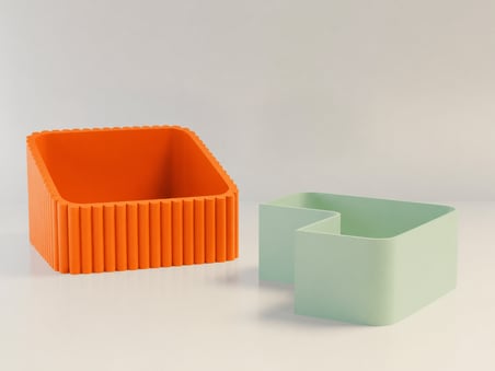 3D Baskı Fıstık Kasesi - Çift Hazneli Kabuk Ayırıcı Sunum Kasesi - Turuncu Mint