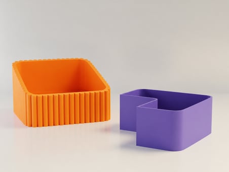 3D Baskı Fıstık Kasesi - Çift Hazneli Kabuk Ayırıcı Sunum Kasesi - Turuncu Mor