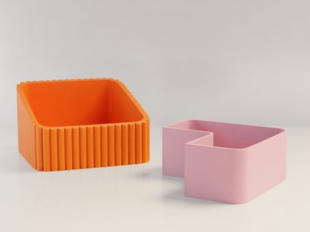 3D Baskı Fıstık Kasesi - Çift Hazneli Kabuk Ayırıcı Sunum Kasesi - Turuncu Pembe