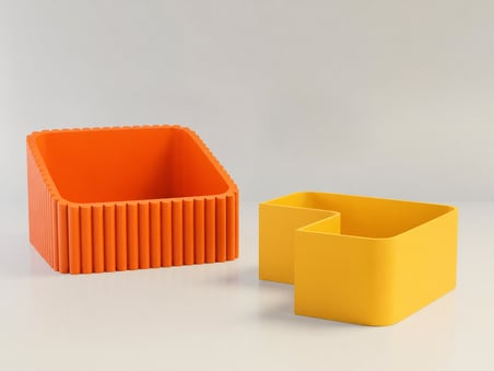 3D Baskı Fıstık Kasesi - Çift Hazneli Kabuk Ayırıcı Sunum Kasesi - Turuncu Sarı