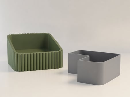 3D Baskı Fıstık Kasesi - Çift Hazneli Kabuk Ayırıcı Sunum Kasesi - Yeşil Gri