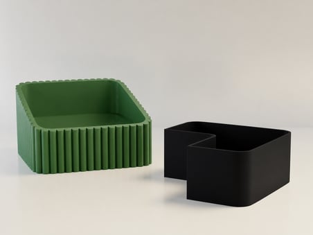 3D Baskı Fıstık Kasesi - Çift Hazneli Kabuk Ayırıcı Sunum Kasesi - Yeşil Siyah