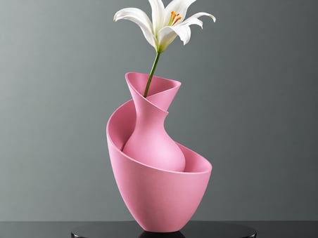 3D Baskı Bold Vazo - Akışkan Formlu Dekoratif Vazo-Pembe