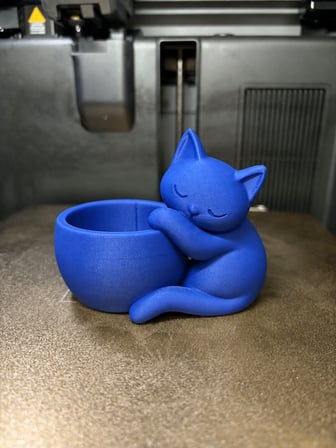 3D Baskı Sarılan Kedi Saksı - Sevimli Dekoratif Saksı - Mavi