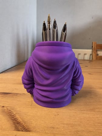 3D Baskı Kapüşonlu Sweatshirt Kalemlik - Masaüstü Organizer-Mor