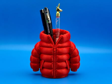 3D Baskı Şişme Mont Kalemlik - Masaüstü Organizer-Kırmızı