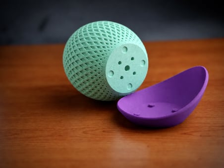 3D Baskı Küre Saksı - Kafes Dokulu İki Parçalı Dekoratif Saksı - Mint-Mor
