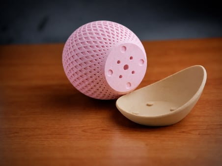 3D Baskı Küre Saksı - Kafes Dokulu İki Parçalı Dekoratif Saksı - Pembe-Bej