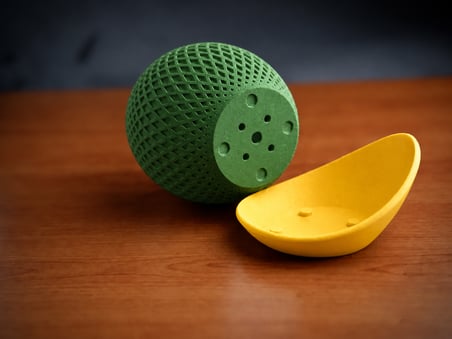 3D Baskı Küre Saksı - Kafes Dokulu İki Parçalı Dekoratif Saksı - Yeşil-Sarı