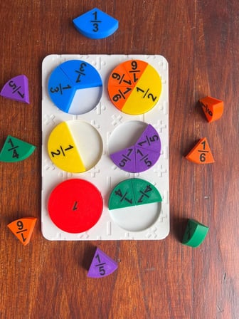 3D Baskı Kesirler Öğretim Seti - Eğitici Ahşap Görünümlü Matematik Puzzle, Kesir Öğrenme Materyali (