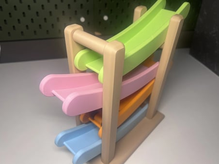 3D Baskı Kaydıraklı Araba Pisti - 4 Katlı Mini Araba Yarış Rampası, Bebek ve Çocuk Oyuncağı Seti (4 