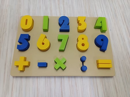 3D Baskı Sayılar ve Matematik Sembolleri Öğretim Tahtası - Rakam Eşleştirme Puzzle, Temel İşlem Semb