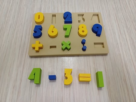 3D Baskı Sayılar ve Matematik Sembolleri Öğretim Tahtası - Rakam Eşleştirme Puzzle, Temel İşlem Semb