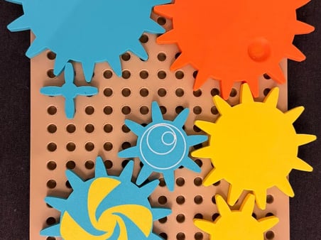 3D Baskı Dişli Çarklar Puzzle Tahtası - Döner Zincirleme Dişli Seti, Montessori Fen ve Mekanik Öğret