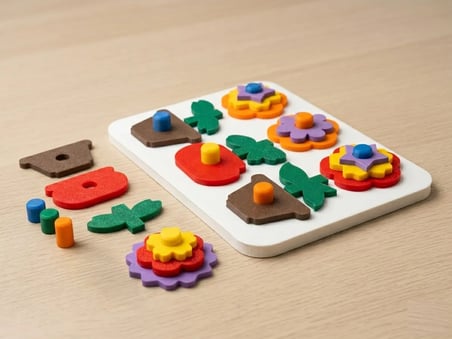 3D Baskı Saksıda Çiçek Puzzle Tahtası - Katmanlı Çiçek İnşa Etme ve Renk Eşleştirme Seti, Montessori