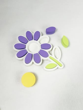 3D Baskı Papatya Çiçek Puzzle - Sökülüp Takılabilir Yaprak ve Taç Yapraklı Ahşap Görünümlü Eğitici O