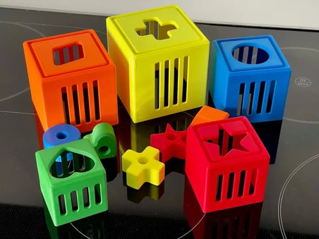 3D Baskı Kafesli Şekil Kutuları İç İçe Geçme Seti - Renkli Şekil Sıralama ve Yığma Kutuları, Boyut/Ş