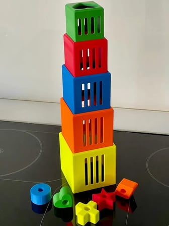 3D Baskı Kafesli Şekil Kutuları İç İçe Geçme Seti - Renkli Şekil Sıralama ve Yığma Kutuları, Boyut/Ş