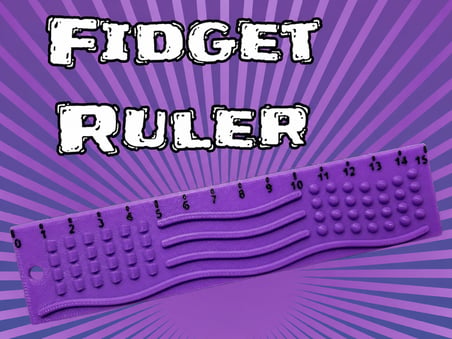 3D Baskı Dokunsal Fidget Cetveli - Kabartmalı Stres ve Odaklanma Oyuncağı - Mor