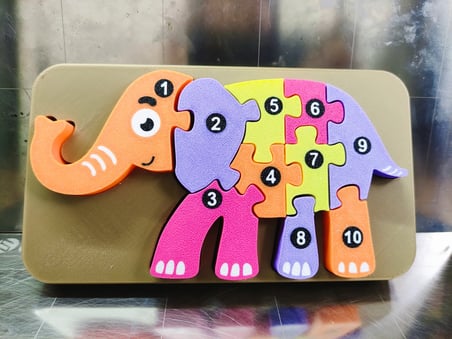 3D Baskı Numaralı Fil Puzzle - Rakam Sıralama ve Eşleştirme Oyuncağı