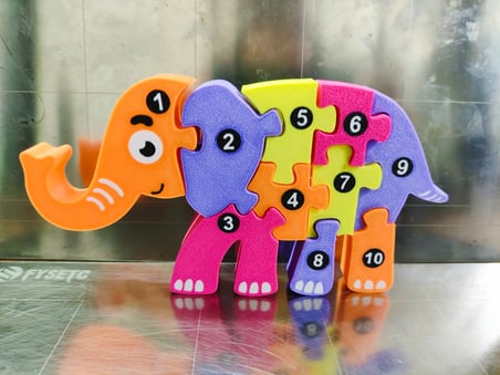 3D Baskı Numaralı Fil Puzzle - Rakam Sıralama ve Eşleştirme Oyuncağı